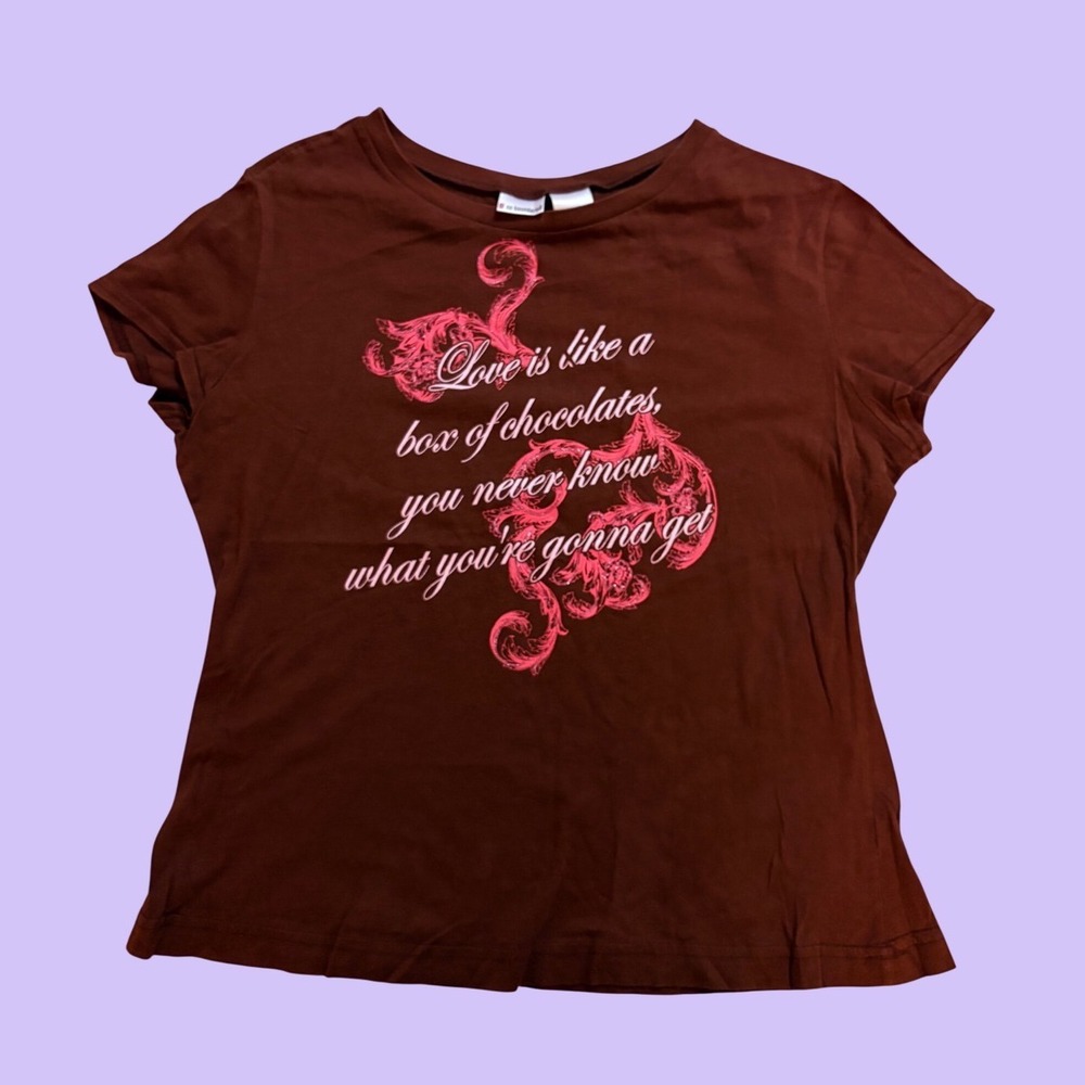 Y2K No Boundaries Brown Box of Chocolates Graphic Baby Tee Scene #17